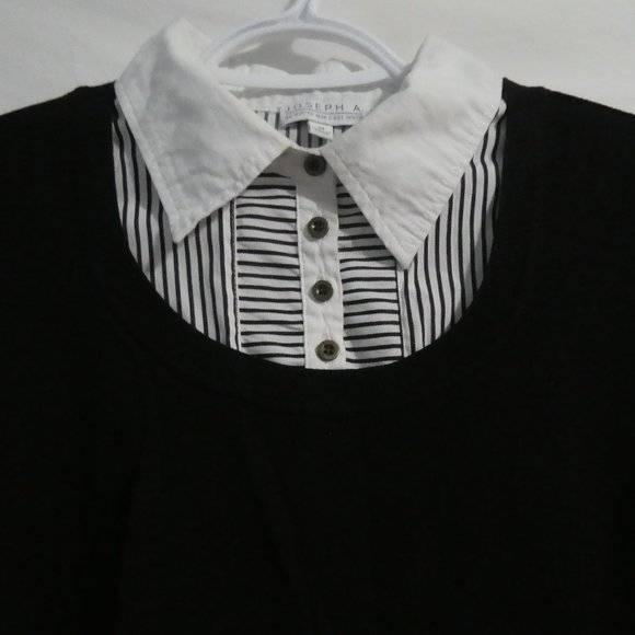 JOSEPH A. | medium | Pullover Sweater With Faux Striped Shirt | Rolled Cuffs - Picture 3 of 16